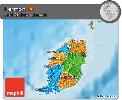 Political 3D Map of Hermon
