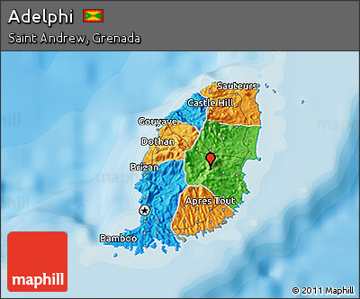 Political 3D Map of Adelphi