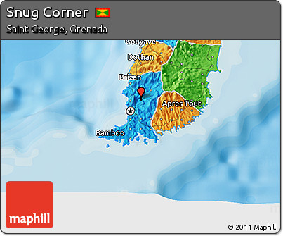 Political 3D Map of Snug Corner