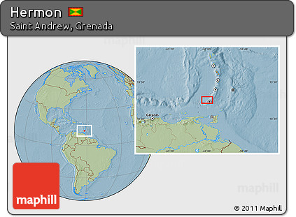 Savanna Style Location Map of Hermon, hill shading