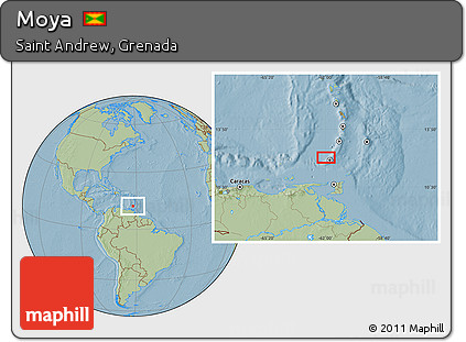 Savanna Style Location Map of Moya, hill shading