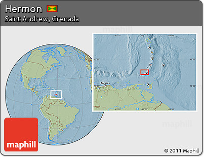 Savanna Style Location Map of Hermon, hill shading