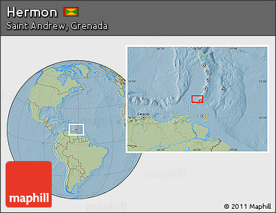 Savanna Style Location Map of Hermon, hill shading