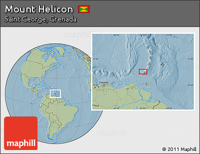 Savanna Style Location Map of Mount Helicon, hill shading