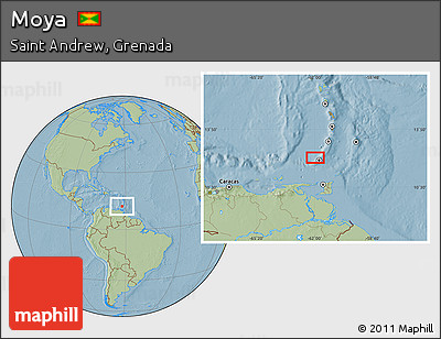 Savanna Style Location Map of Moya, hill shading
