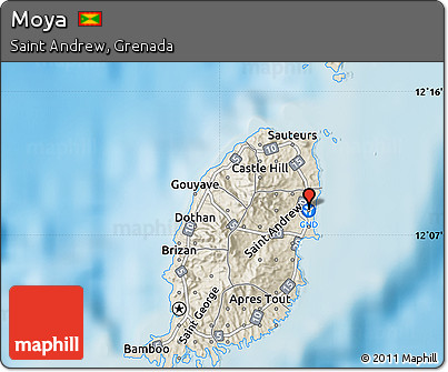 Shaded Relief Map of Moya