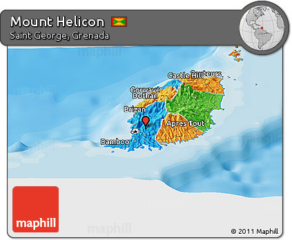 Political Panoramic Map of Mount Helicon