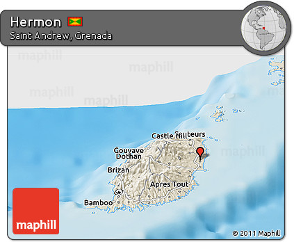 Shaded Relief Panoramic Map of Hermon