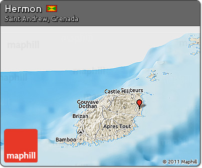 Shaded Relief Panoramic Map of Hermon