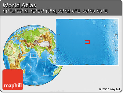 Physical Location Map of the Area around 12° 11' 54" N, 66° 22' 30" E