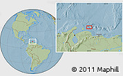 Savanna Style Location Map of Willemstad, hill shading