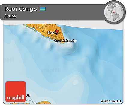 Political 3D Map of Rooi Congo
