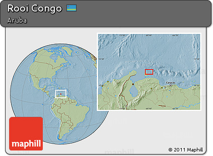 Savanna Style Location Map of Rooi Congo, hill shading