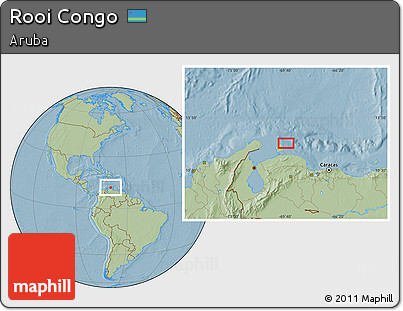 Savanna Style Location Map of Rooi Congo, hill shading
