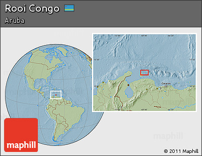 Savanna Style Location Map of Rooi Congo, hill shading