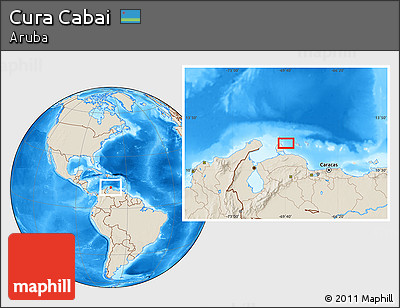 Shaded Relief Location Map of Cura Cabai