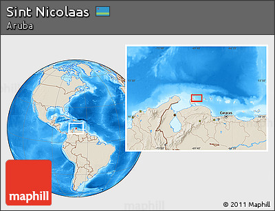 Shaded Relief Location Map of Sint Nicolaas