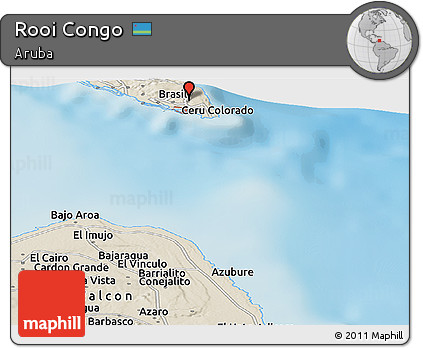 Shaded Relief Panoramic Map of Rooi Congo