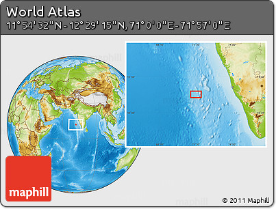Physical Location Map of the Area around 12° 11' 54" N, 71° 28' 29" E
