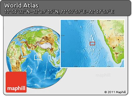 Physical Location Map of the Area around 12° 11' 54" N, 72° 19' 29" E