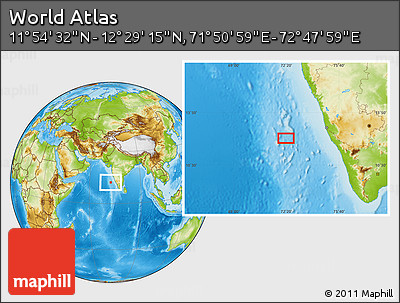 Physical Location Map of the Area around 12° 11' 54" N, 72° 19' 29" E
