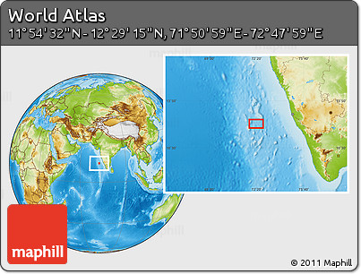 Physical Location Map of the Area around 12° 11' 54" N, 72° 19' 29" E