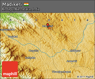 Physical Map of Madikeri