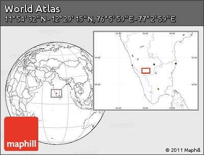 Blank Location Map of the Area around 12° 11' 54" N, 76° 34' 29" E