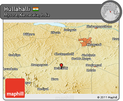 Physical Panoramic Map of Hullahalli