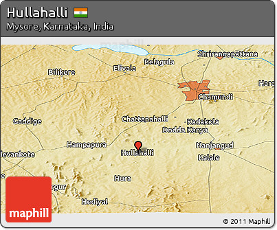 Physical Panoramic Map of Hullahalli