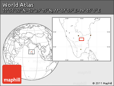 Blank Location Map of the Area around 12° 11' 54" N, 78° 16' 30" E