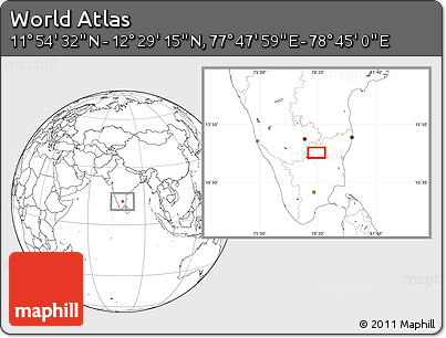 Blank Location Map of the Area around 12° 11' 54" N, 78° 16' 30" E