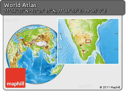 Physical Location Map of the Area around 12° 11' 54" N, 78° 16' 30" E