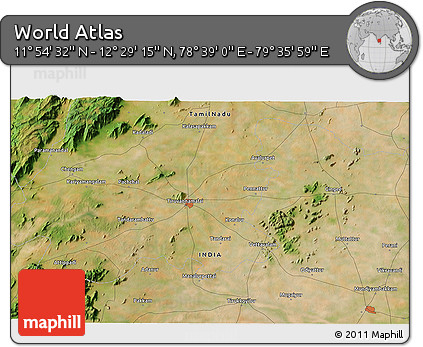 Satellite 3D Map of the Area around 12° 11' 54" N, 79° 7' 30" E