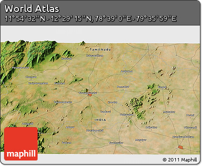 Satellite 3D Map of the Area around 12° 11' 54" N, 79° 7' 30" E