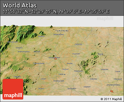 Satellite 3D Map of the Area around 12° 11' 54" N, 79° 7' 30" E
