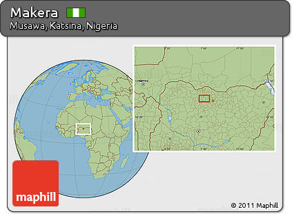 Savanna Style Location Map of Makera