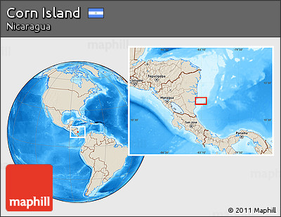 Shaded Relief Location Map of Corn Island