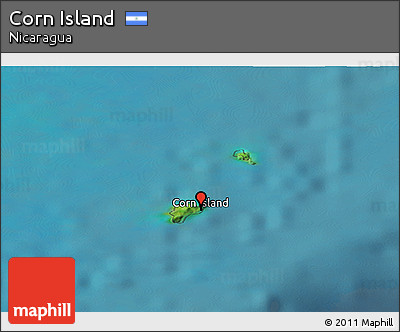Satellite Panoramic Map of Corn Island
