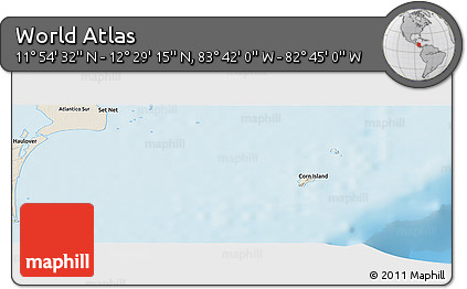 Shaded Relief Panoramic Map of the Area around 12° 11' 54" N, 83° 13' 29" W