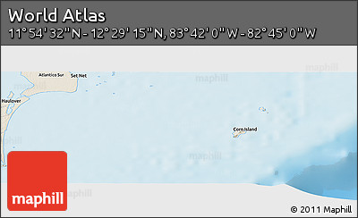 Shaded Relief Panoramic Map of the Area around 12° 11' 54" N, 83° 13' 29" W