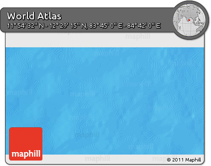 Physical 3D Map of the Area around 12° 11' 54" N, 84° 13' 29" E