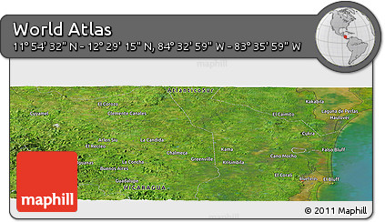 Satellite Panoramic Map of the Area around 12° 11' 54" N, 84° 4' 29" W