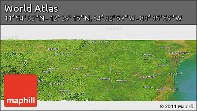 Satellite Panoramic Map of the Area around 12° 11' 54" N, 84° 4' 29" W