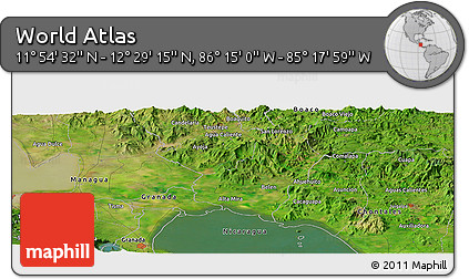Satellite Panoramic Map of the Area around 12° 11' 54" N, 85° 46' 30" W