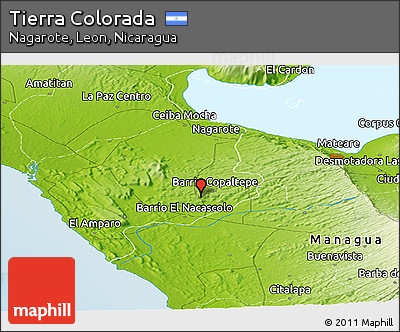 Physical Panoramic Map of Tierra Colorada