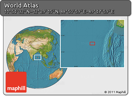 Satellite Location Map of the Area around 12° 11' 54" N, 89° 19' 29" E
