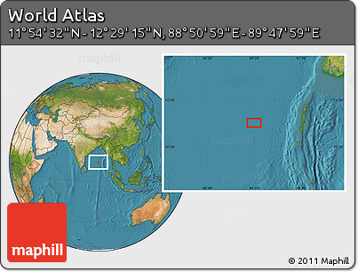 Satellite Location Map of the Area around 12° 11' 54" N, 89° 19' 29" E