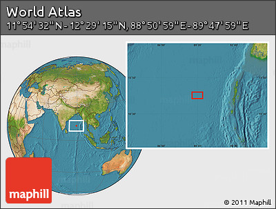 Satellite Location Map of the Area around 12° 11' 54" N, 89° 19' 29" E