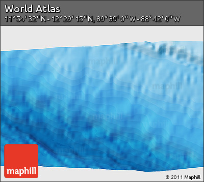 Political 3D Map of the Area around 12° 11' 54" N, 89° 10' 30" W